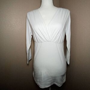 Three Dots V-neck white blouse Size M